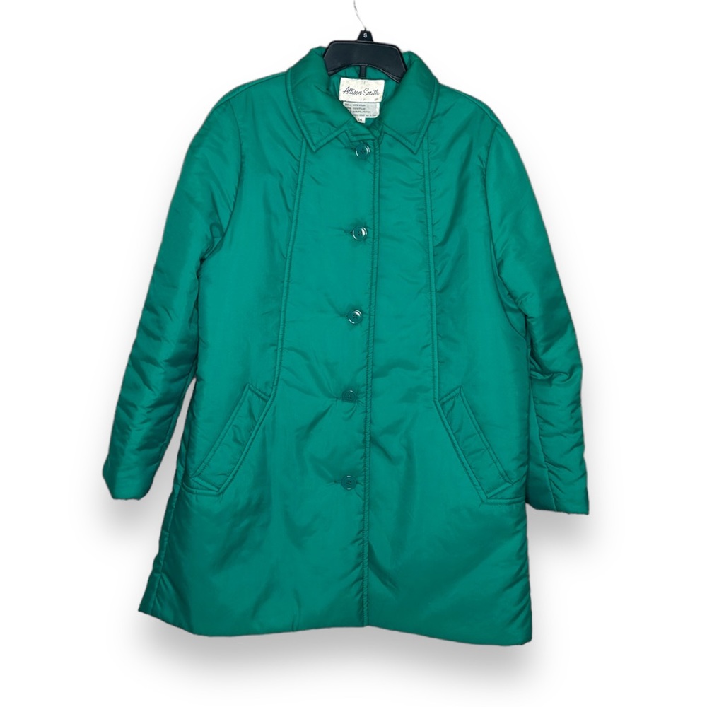 Vtg Allison Smith Jade Green jacket coat / gramcore / size 14